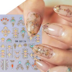 Gold Star Nail Stickers for Nail Art