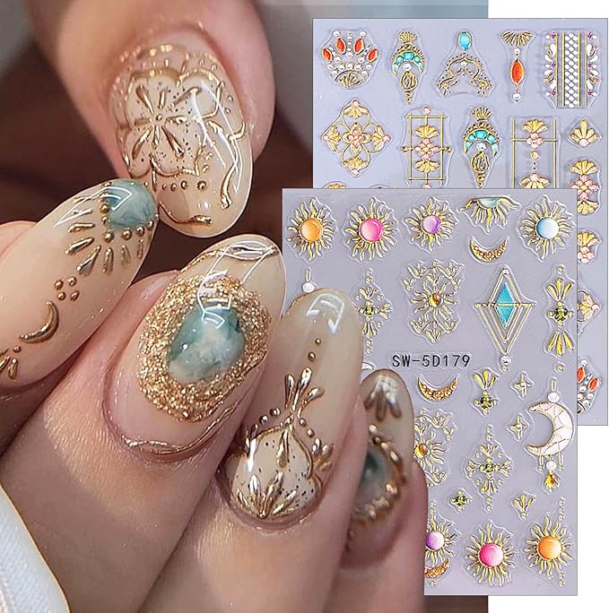 Gold Star Nail Stickers for Nail Art